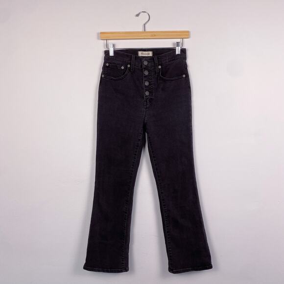 Madewell Cali Demi Boot Cut Jeans Exposed Button Fly Black Wash 26 - Picture 1 of 8